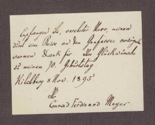 Schreiben von Conrad Ferdinand Meyer, Kilchberg, an Wilhelm Nokk.