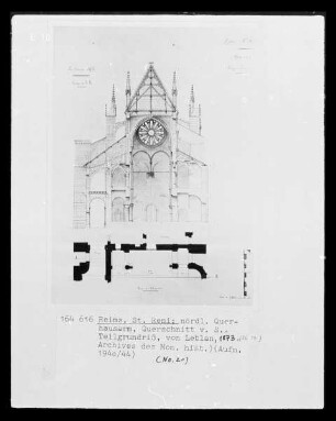 Querschnitt des nördlichen Querhausarms der Kirche Saint-Rémi zu Reims