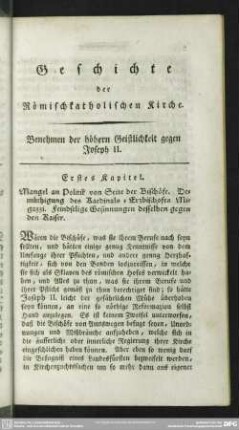 Benehmen der höheren Geistlichkeit gegen Joseph II.