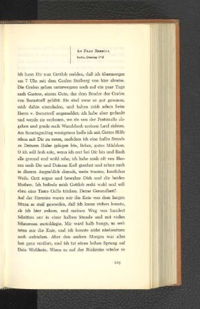 An Frau Rebecca Berlin, Dienstag 1775