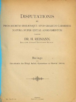 Disputationis de prosodiorum similiumque apud Graecos carminum natura nuper editae addidamentum
