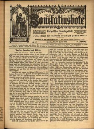 Erste Ausgabe vom Sonntag, den 24. April 1898.