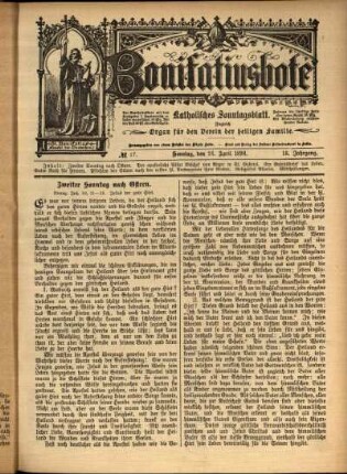 Erste Ausgabe vom Sonntag, den 24. April 1898.
