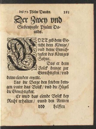 Der Zwey und Siebentzigste Psalm Davids.