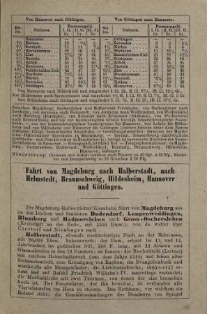 Magdeburg-Hannover-Göttingen und der Harz : Führer für Reisende auf den Eisenbahnen zwischen Magdeburg, Hannover und Göttingen