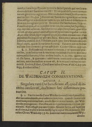 Caput II. De Waldensium Conservatione.