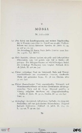 V. Möbel (Nr. 141-168)