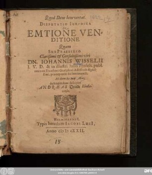 Disputatio Iuridica De Emtione Venditione