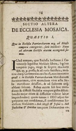 Sectio Altera. De Ecclesia Mosaica.
