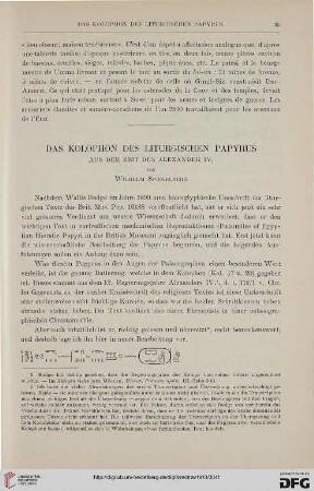 35: Das Kolophon des liturgischen Papyrus aus der Zeit des Alexander IV.