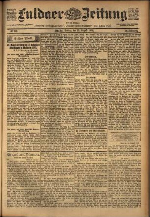 Erste Ausgabe vom Freitag, den 29. August 1902.