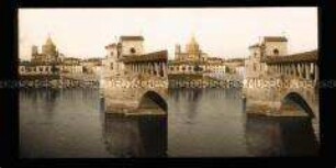 Ticino-Brücke und Blick zur Kathedrale in Pavia