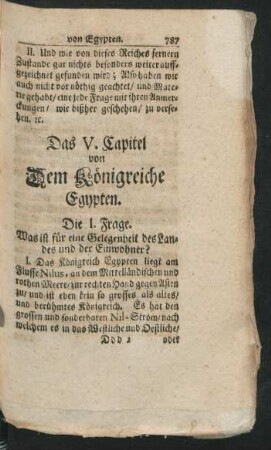 Das V. Capitel von Dem Königreiche Egypten.
