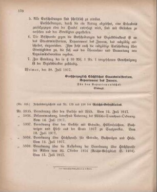 Nr. 165: Inhaltsverzeichnis aus Nr. 129 und 130 des Reichs-Gesetzblattes