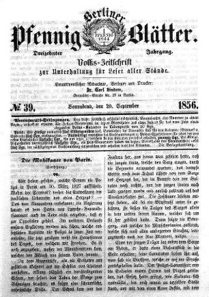 No. 39, Sonnabend, den 20. September