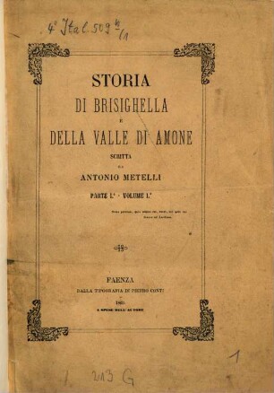 Storia di Brisighella e della Valle di Amone. 1