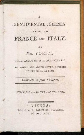1/2: A Sentimental Journey through France and Italy. Volume 1/2