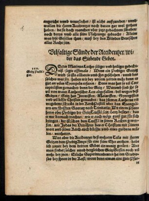 Vilfaltige Sünde der Accidentzer/ wider das Siebende Gebot.