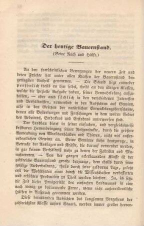Der heutige Bauernstand.