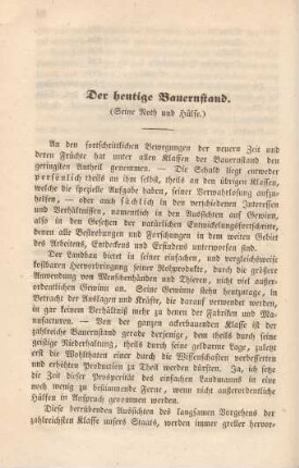 Der heutige Bauernstand.