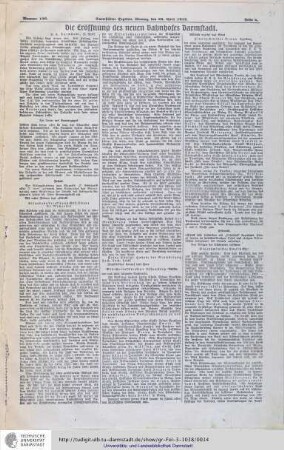 Aus: Darmstädter Tagblatt No. 100 vom 29. April 1912