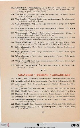 Gravures – Dessins – Aquarelles (Nr. 216-332)