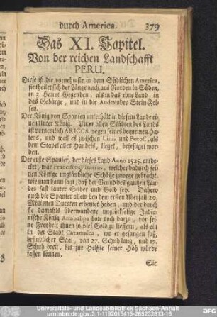 Das XI. Capitel. Von der eichen Landschafft Peru.