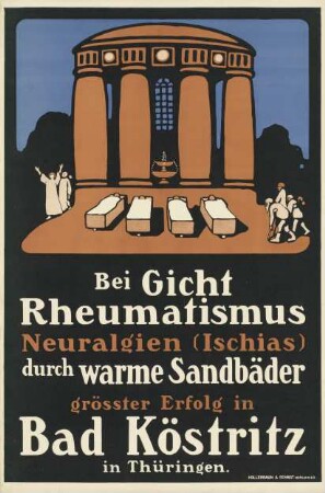 Bei Gicht Rheumatismus Neuralgien (Ischias) durch warme Sandbäder. Bad Köstritz