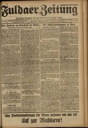 Erste Ausgabe vom Sonntag, den 07. Dezember 1924.