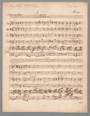 Requiem in f-moll JWV 108 - BSB Mus.ms. 4744 b-2 : Klavier-Auszug, nur bis zum Benedictus, 1. Satz durchstrichen