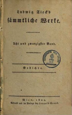Ludwig Tieck's sämmtliche Werke. 28, Sämmtliche Gedichte