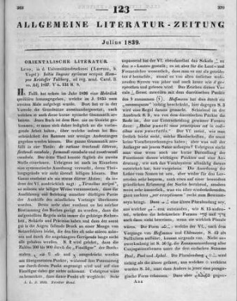Tullberg, H. K.: Initia linguae syriacae. Lund: Berling 1837