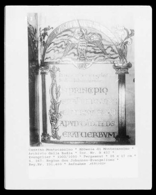 Evangeliar — S. 167: Beginn des Johannes-Evangeliums