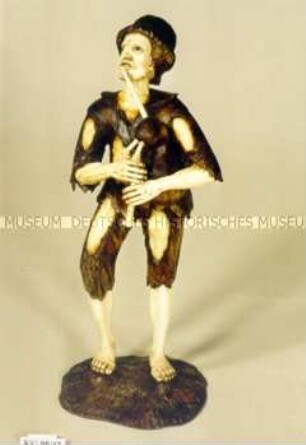 Dudelsack spielender Bettler - Figur aus einer Bettlergruppe