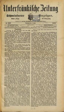 Unterfränkische Zeitung und Schweinfurter Anzeiger. 1889, [2] = Jg. 22
