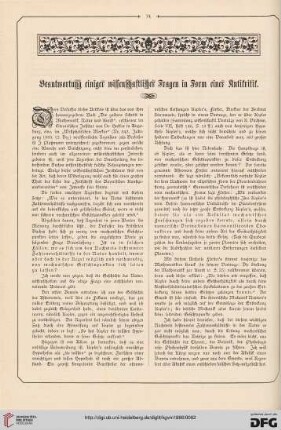 Beantwortung einiger wissenschaftlicher Fragen in Form einer Antikritik