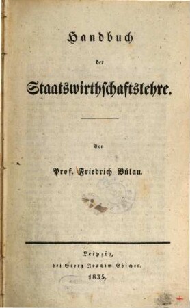 Handbuch der Staatswirthschaftslehre
