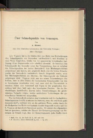 Über Schmelzpunkte von Gemengen.