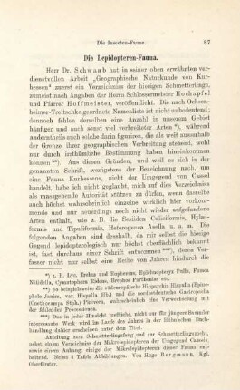 Die Lepidopteren-Fauna.