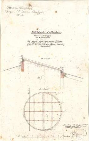 Gärtner, Friedrich von; München; Wittelsbacherpalast - Treppen - Oberlicht (Ansicht, Schnitt)
