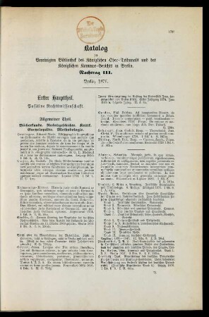 Allgemeiner Theil. Bücherkunde. Rechtsgeschichte. Kritik. Encyclopädie. Methodologie.