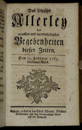Den 15. Februar 1763. Siebentes Stück.