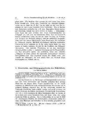 Unterrichts- und Bildungsgeschichte des Mittelalters : [Perioden und Personen]