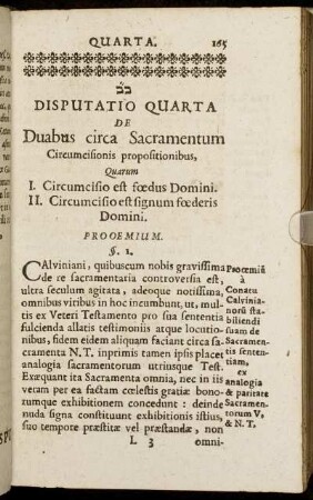 Disputatio Quarta. De Duabus circa Sacramentum Circumeisionis propositionibus.