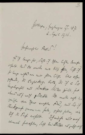 Nr. 3: Brief von Heinrich Maier an Edward Schröder, Göttingen, 2.4.1916