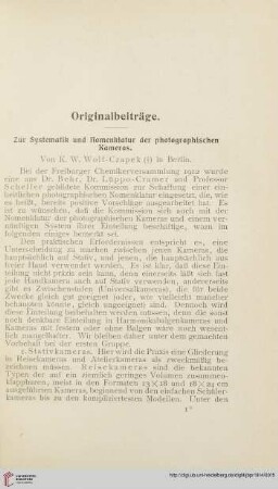 Zur Systematik und Nomenklatur der photographischen Kameras