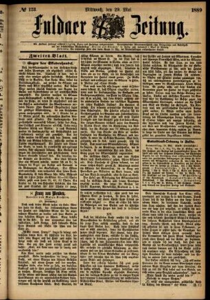 Zweite Ausgabe vom Mittwoch, den 29. Mai 1889.