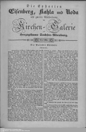Die Parochie Uhlstädt (Beschluß), Weißen, Großeutersdorf, Kleineutersdorf, Kolkwitz : 20. Lieferung