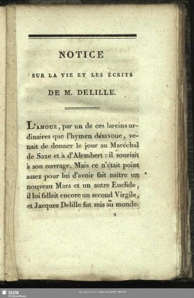 Notice Sur La Vie Et Les Écrits De M. Delille