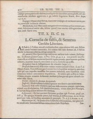 Tit. X. IX. C. 22. De L. Cornelia de falsis, & Senatus Consulto Liboniano.